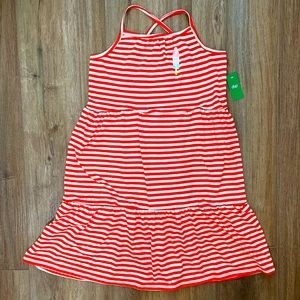 NWT Orange/ White Striped Spaghetti Strap Girls Dress